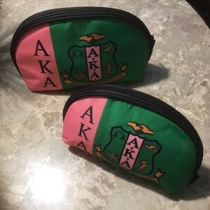 AKA Sorority Cosmetics 2 Bags (1) 8 1/2 in Long and 6 in) (2) 7 in Long x 5 in